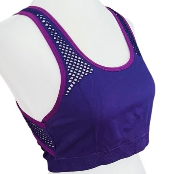 Saucony Purple Mesh light compression Sports Bra size XL - Picture 4 of 5